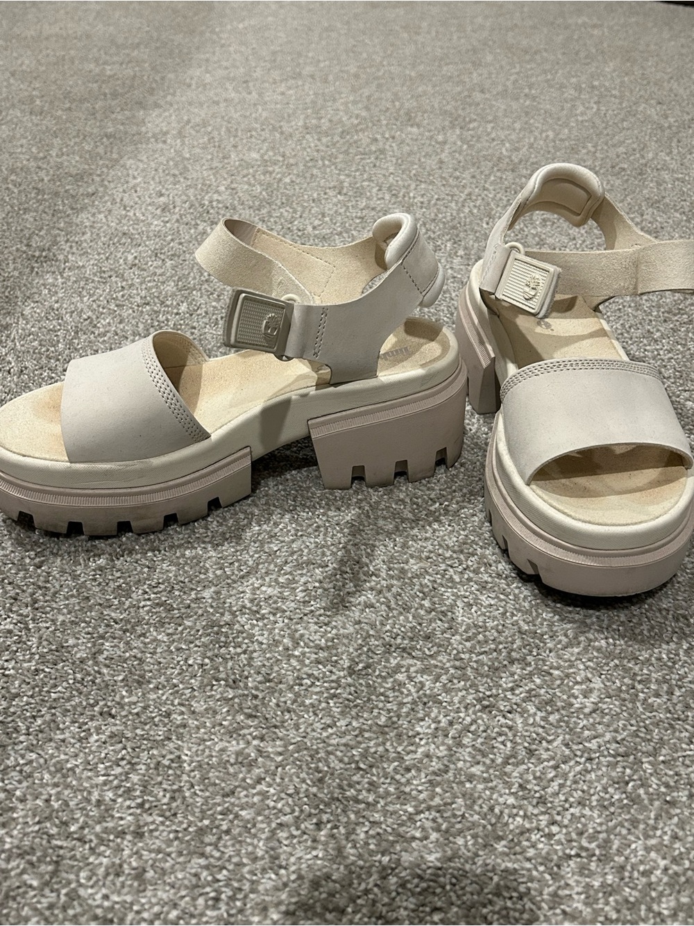 Timberland Cream Platform Lug-Sole Sandals